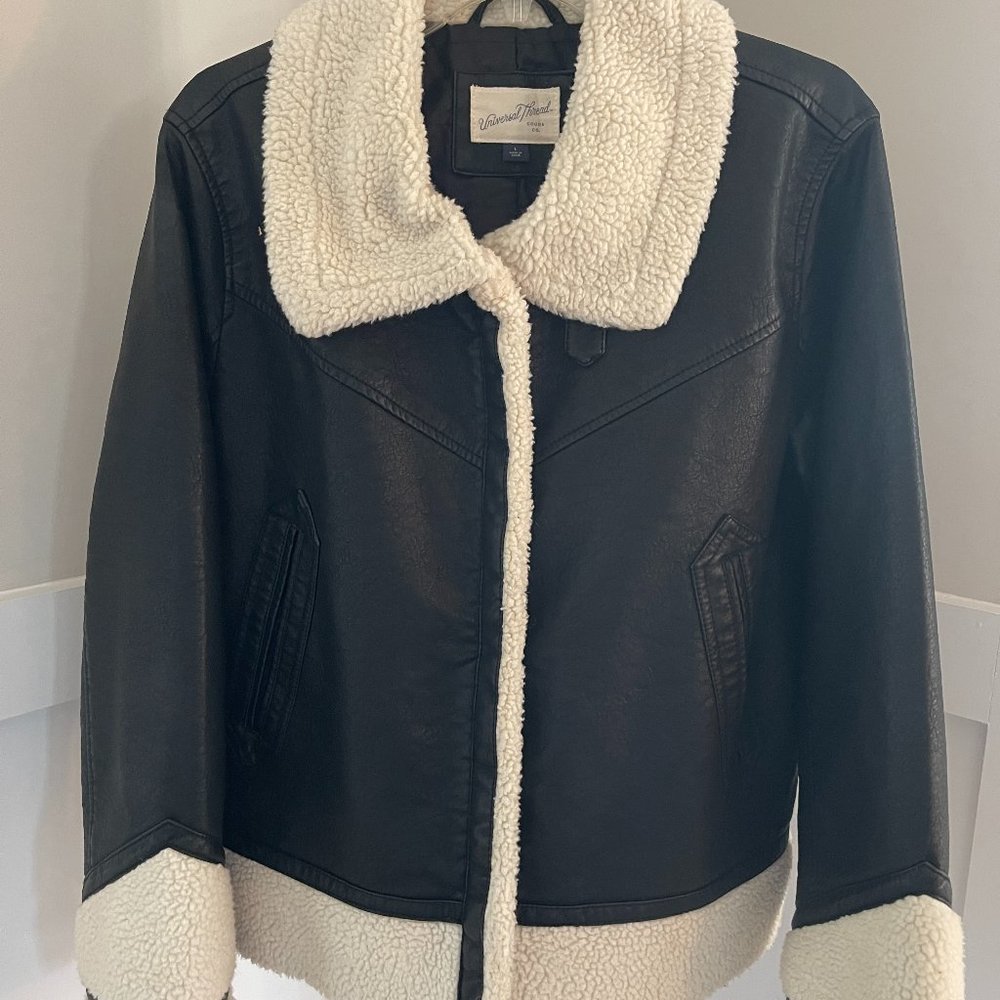 Universal Thread Black and Cream Bomber Jacket